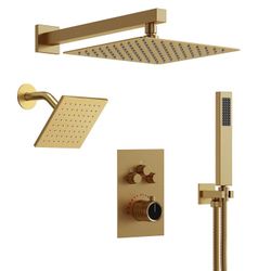 3 Sprayer Modes Shower System in Brushed Gold, 12 In. SFS1003AGD12