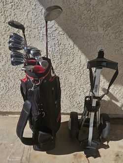 TaylorMade Golf Club Set with Bag and Birdie Push Cart