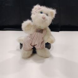 7" Tall Boyd's Bear with Striped Overalls and Bow 7" plush jointed