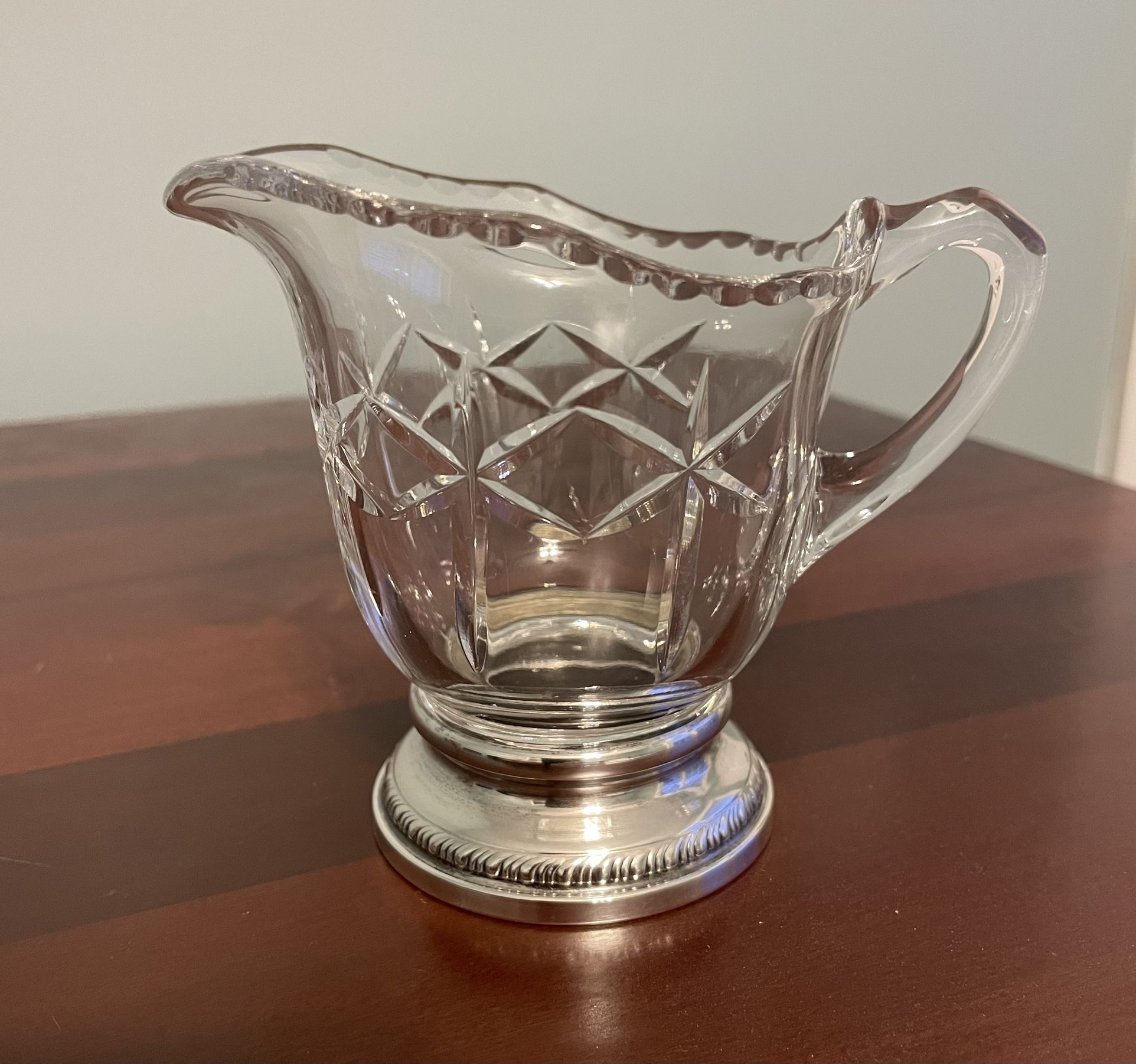 Sterling Silver & Cut Glass Creamer