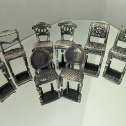 

Vintage Pewter Miniature Chair Place Card Holders Sixtrees Set Of 8

