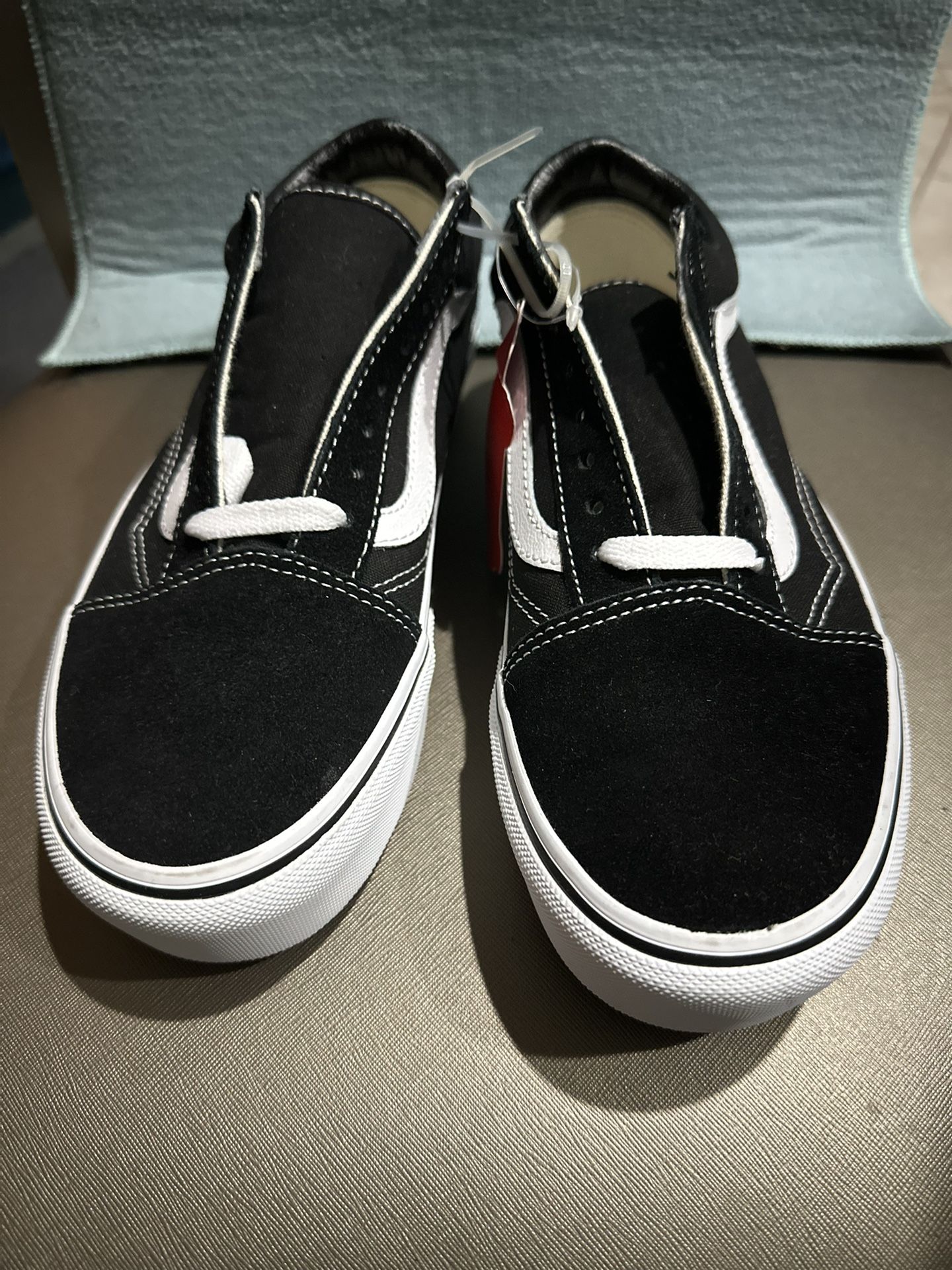 Women’s Black And White Old Skool Platform Vans Shoes