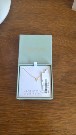 New Argento Vivo Heart Necklace Gold Color Sterling Silver