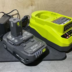 RYOBI ONE+ 18V Lithium-Ion 1.5 Ah Compact Battery and Charger Starter Kit