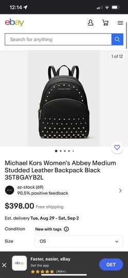 Michael Kors Women's Abbey Medium Studded Leather Backpack Light