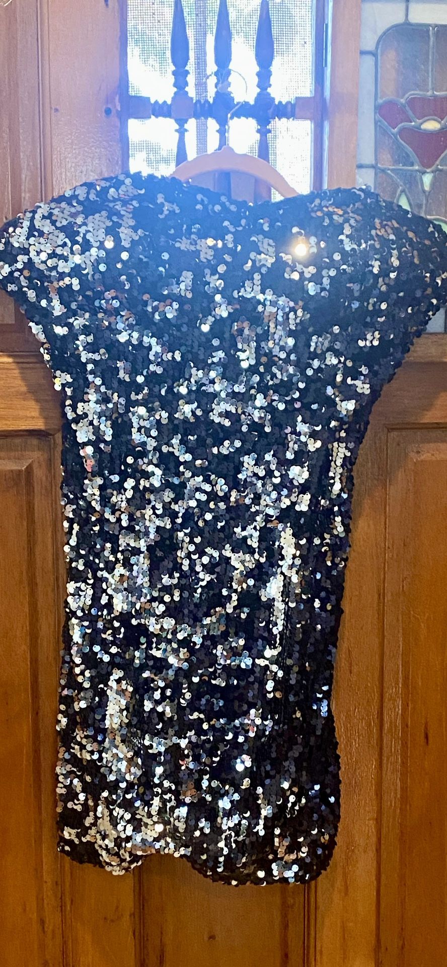 Black And Silver Sequin Mini Dress