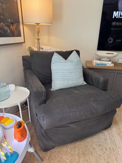 Dark Gray Oversized Upholstered Armchair