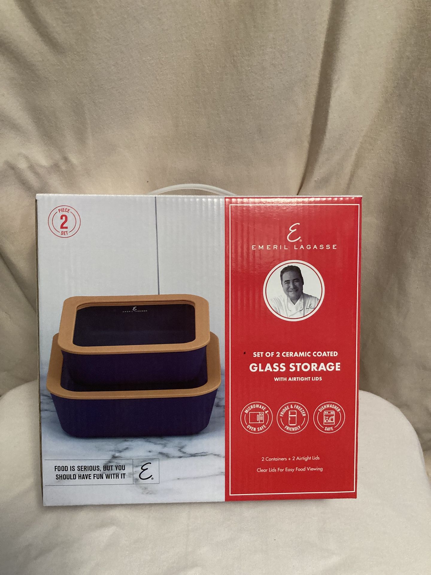 Set Of 2 Ceramic Glass Storage Container