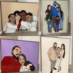 Glass Paintings Family, Friends, Pets, Anime & Cartoon Portraits Available LOCATED IN COVINA
