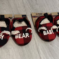 Dearfoams Cozy Comfort Baby Bear Plaid Closed Back Slippers