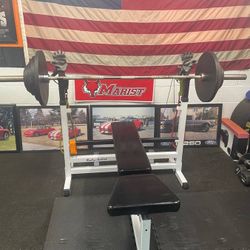 Body Solid Heavy Duty Adjustable FID Foldable Bench With Bench Press Stands And Squat Rack