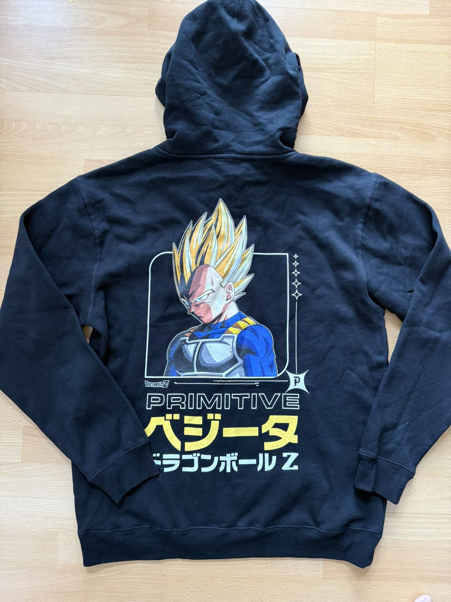New Men’s L Primitive Vegeta Dragon Ball Z in Japanese Skater Hoodie Sweatshirt