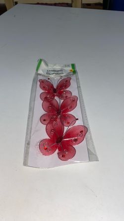 Red butterfly decorations 3 pcs