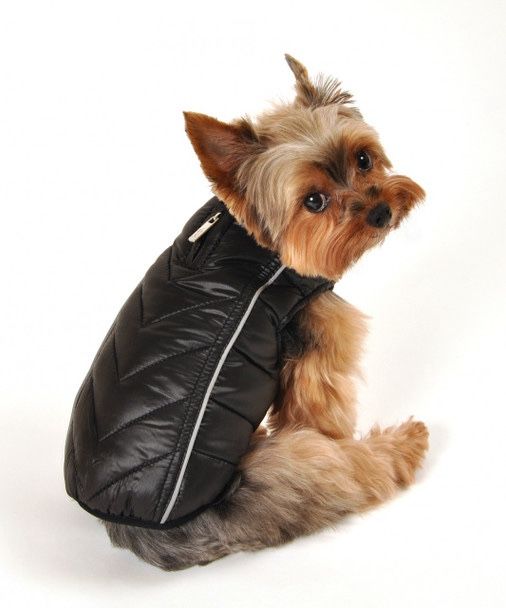 Featherlite Reversible-Reflective Dog Puffer Vest Coat (Black/Red) — PupRWear