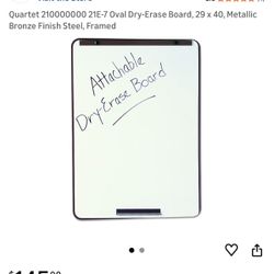 Quartet 21E-7 Oval Dry-Erase Board, 29 x 40, Metallic Bronze Finish Steel Framed