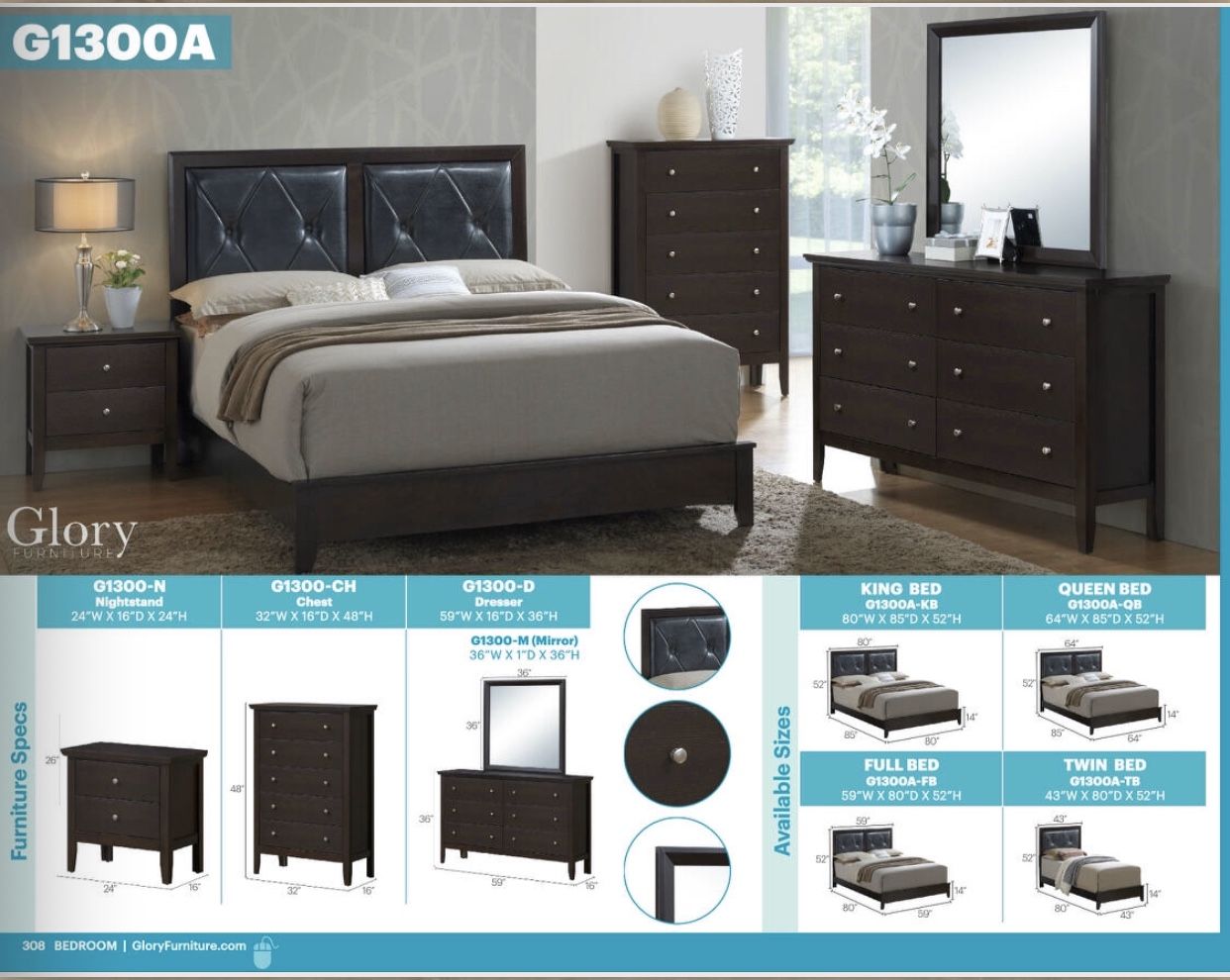 Queen 5pc complete bedroom set sale