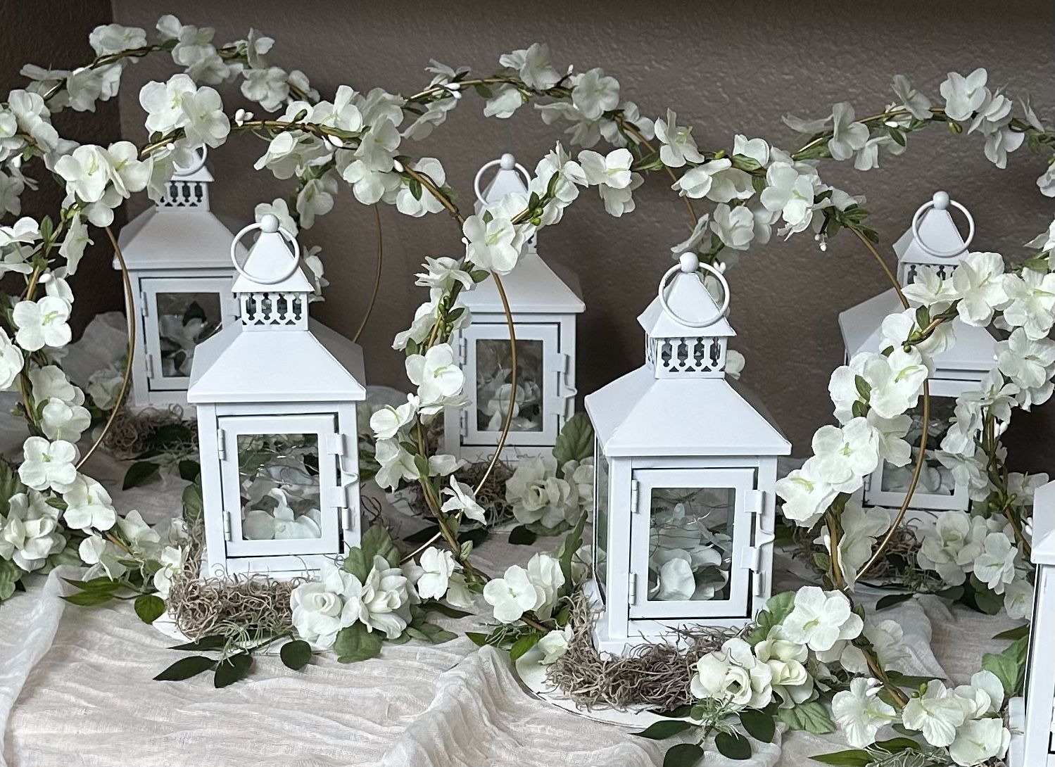Set Of 8 Floral Lantern Centerpieces For Wedding, Quinceanera/Quince, Shower, Baptism, Special Events