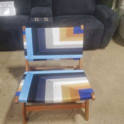 Handcrafted Walnut Wood Lounge Chair: Moroccan Rope Bench(New)