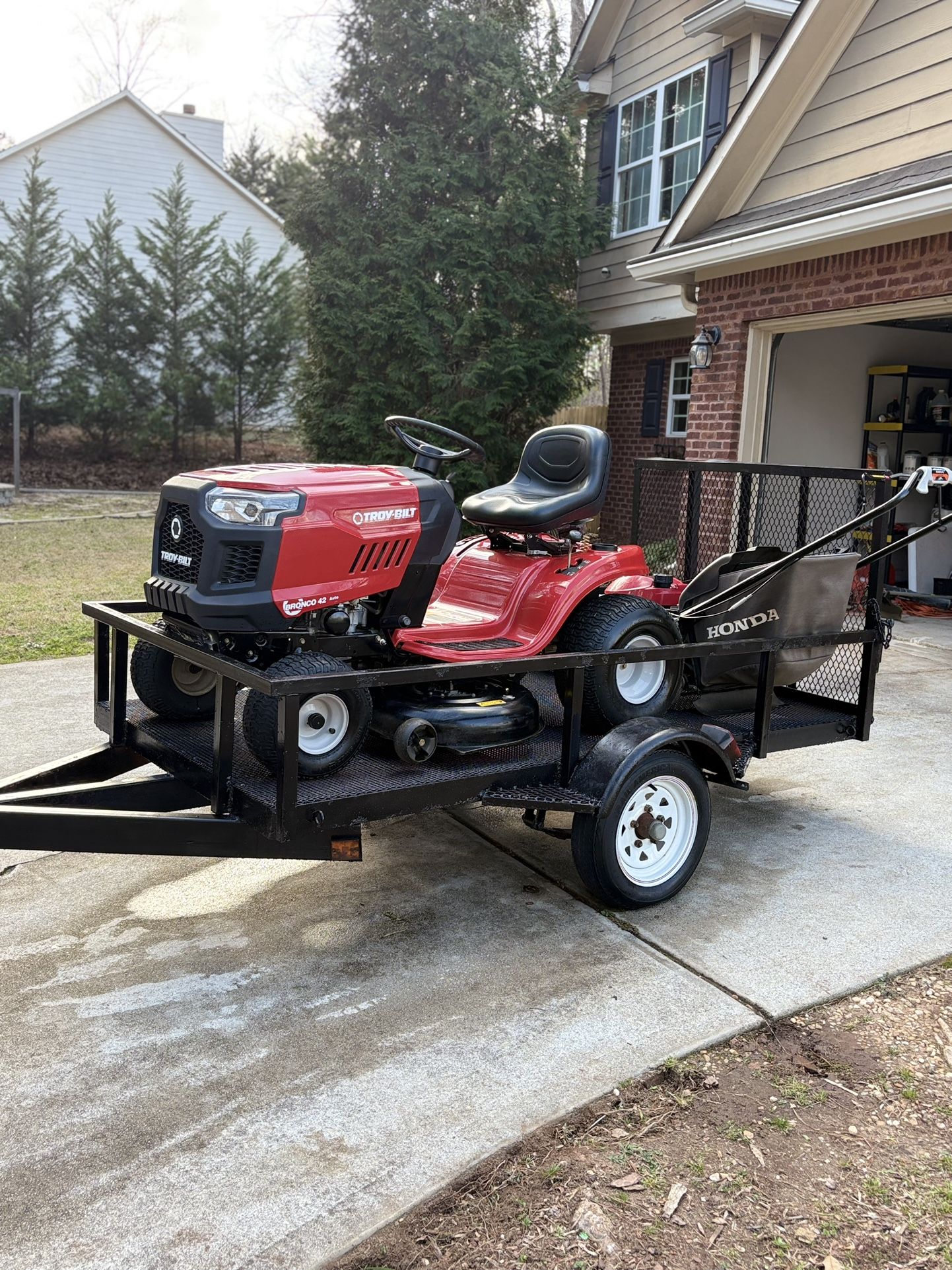 Landscape package - Riding lawn mower with Honda Push mower and 4x8 Utility trailer.