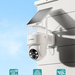 ZUMIMALL 2K Solar Security Cameras Wireless Outdoor, 360° PTZ Camera for Home Security with Color Night Vision, Flexible Mount, PIR Motion, 2-Way Talk