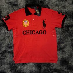 Polo Ralph Lauren Men's Slim Fit M Red/Black Short Sleeve Collared Chicago