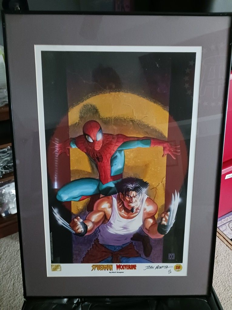 Spiderman/ Wolverine Signed Lithograph