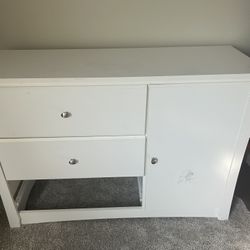 Dresser: White With 3 Drawers And Cabinet 