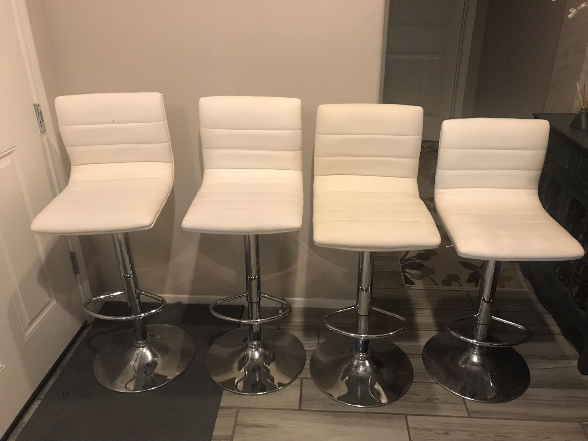White Faux Leather Bar Stool 4pcs