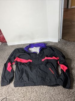 Vintage New Balance Jacket Mens L Black Pink Purple  Zip Windbreaker Large