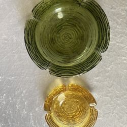 2- 1960s Mid Century Glass Ashtrays 