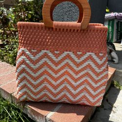 Handwoven Peach Bag 