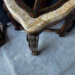 Solid Wood And Granite Side Table