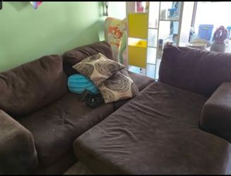 Brown Sectional Sofa with Chaise