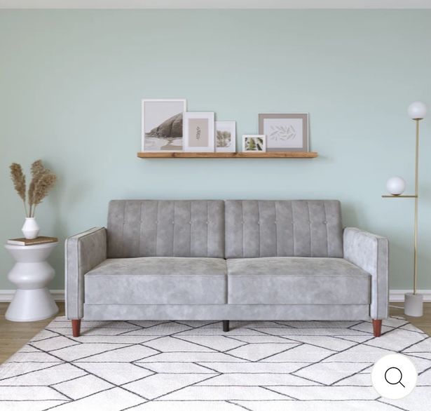 Luxury, Light, Gray, Soft, Velvet Futon
