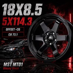 🔥 18X8.5 MST MT01 Glossy Black Wheels 🔥
