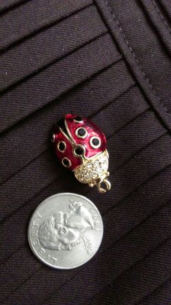 Rhinestone and lacquer lady big beetle pin
