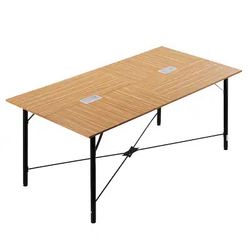 6 ft Conference Table, Rectangular Office Meeting Desk for 6-8 People, Modern Design with Sturdy Metal Legs - Brown