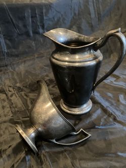 Nickel Plated Pitcher And Gravy  Bowl 