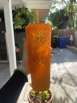 orange jeweled Starbucks Cup