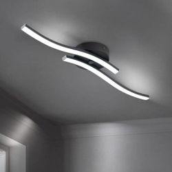 2321: (G4) Modern Dimmable LED Ceiling Light Curved 2 Light Minimalist Flush Mount Ceiling Light Fixture Lamp for Bedroom Foyer Kitchen 6000K Black