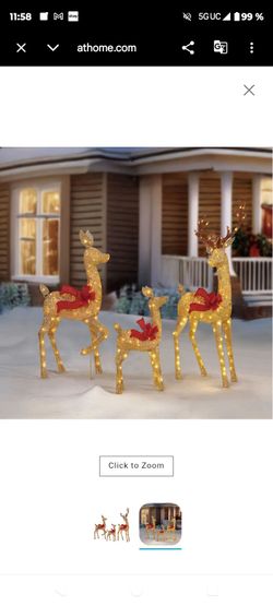 Set 3 Glitter deer Family