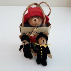 3 Miniature Teddy Bears Boyd's Paddington 