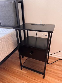 Black Nightstand with USB Ports