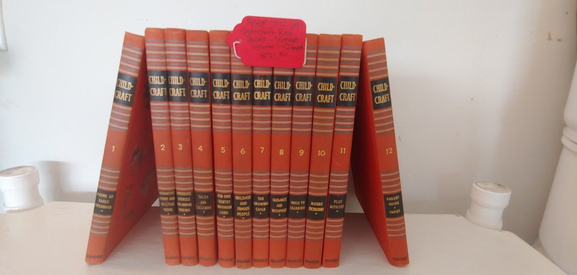 RARE 1942 SET CHILDCRAFT RED BOOKS