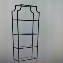 2 New In Box Metal Etegere With Glass Shelves 