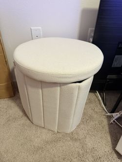 Folding Round Storage Ottoman 