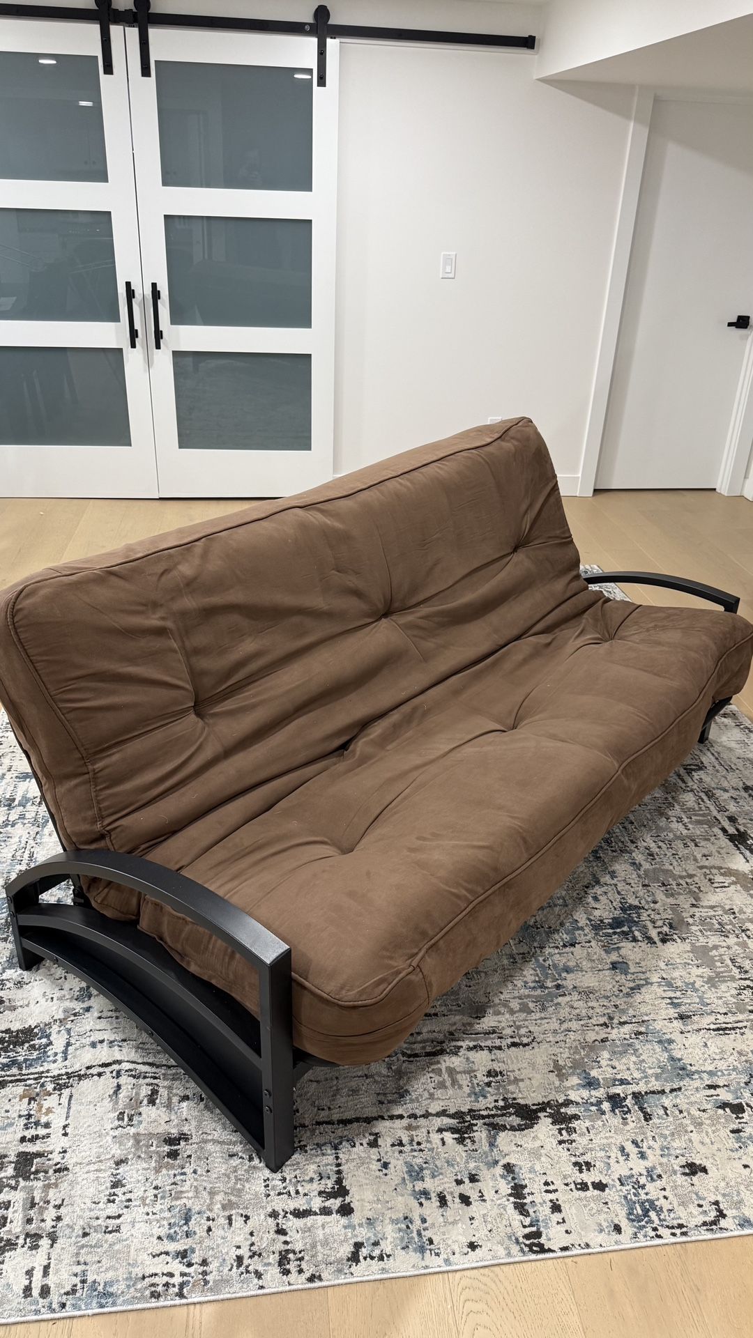 Brown Futon With Full Size Mattress