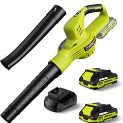 Leaf Blower Cordless - 21V Electric Cordless Leaf Blower with 2 Batteries and Charger