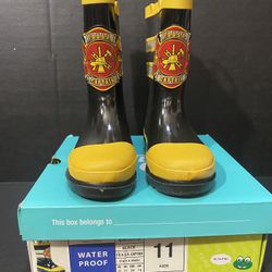 Western Chief Rain Boots Fire Captain Children Kids Size 11 Black Yellow