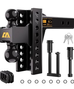 CAMMOO Adjustable Trailer Hitch, Tow Hitch Fits 2 inch Receiver, 6 inch Rise/Drop Hitch, 2" and 2-5/16" Ball Hitch, 20000 LBS GTW Truck Hitch with U-S